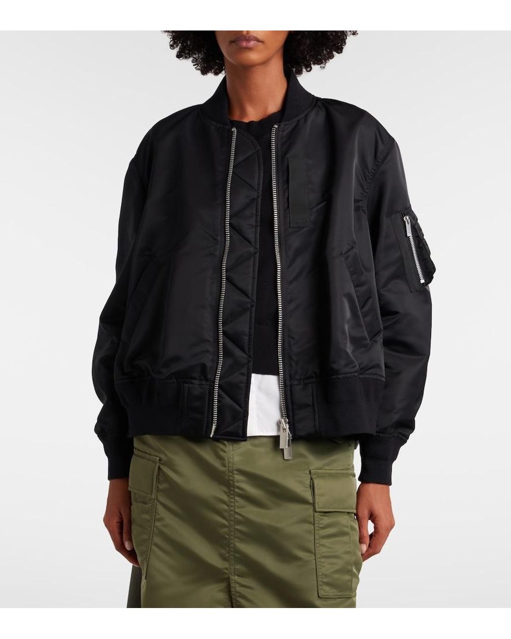Sacai Black Nylon Bomber Jacket