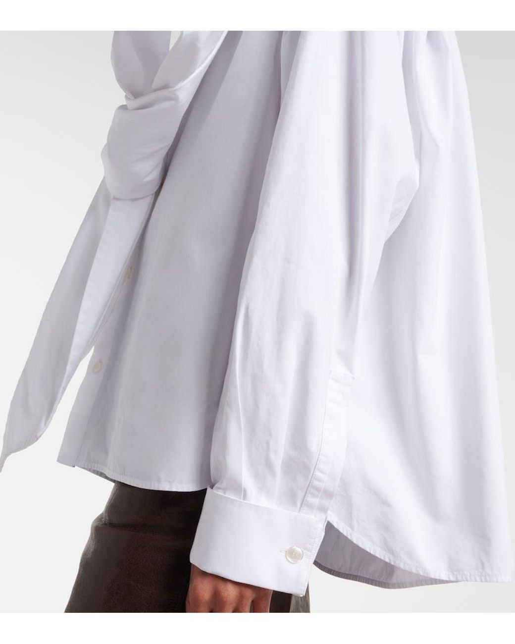 Saint Laurent White Bow-Detail Cotton Poplin Shirt