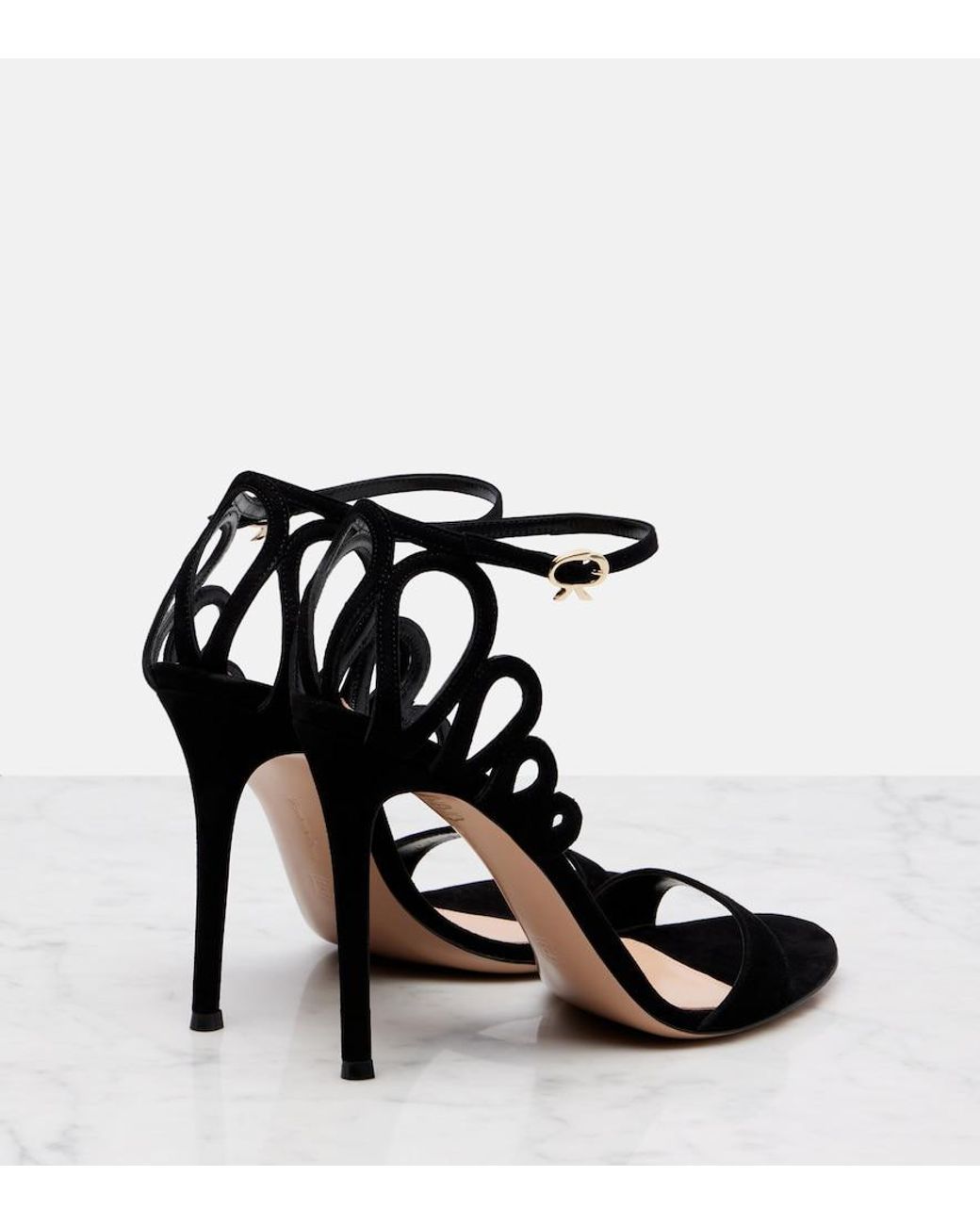 Gianvito Rossi Black 105 Suede Sandals
