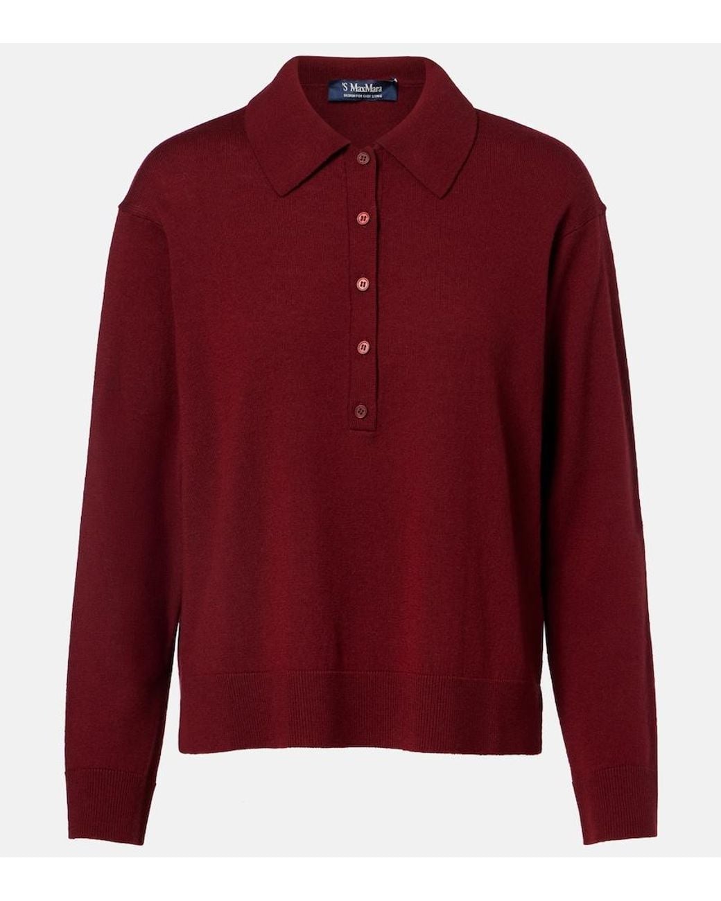 Max Mara Red Frisia Wool Polo Sweater