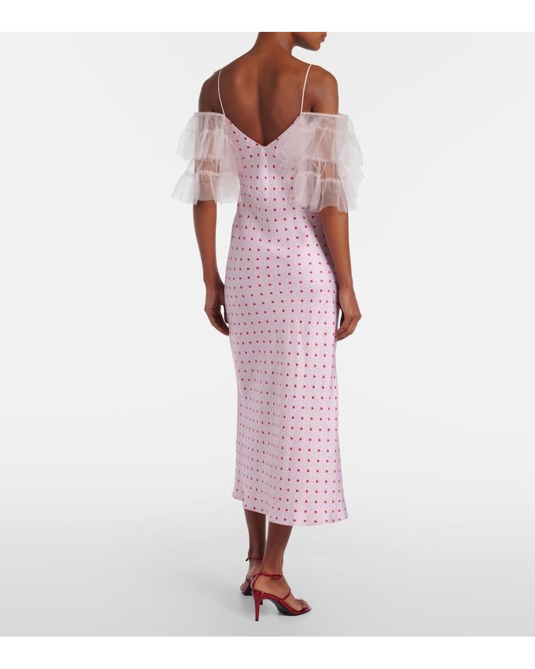 Rodarte Pink Floral-Applique Printed Silk Slip Dress