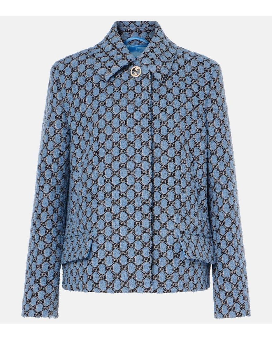 Gucci Gg Shadow Boucle Jacket in Blue | Lyst