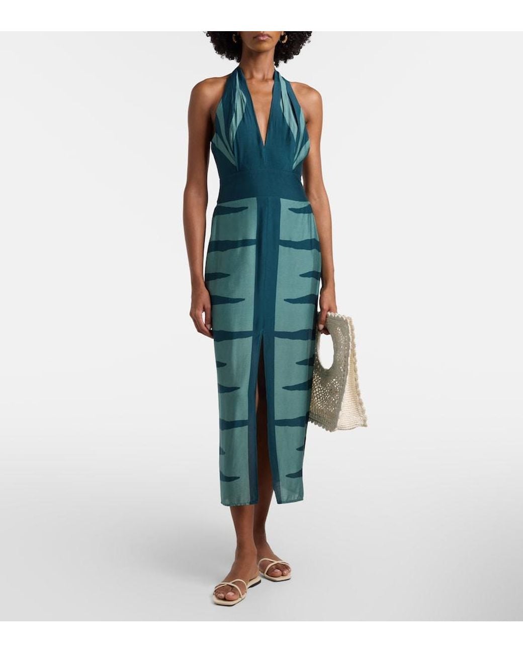 ViX Green Ina Printed Midi Dress