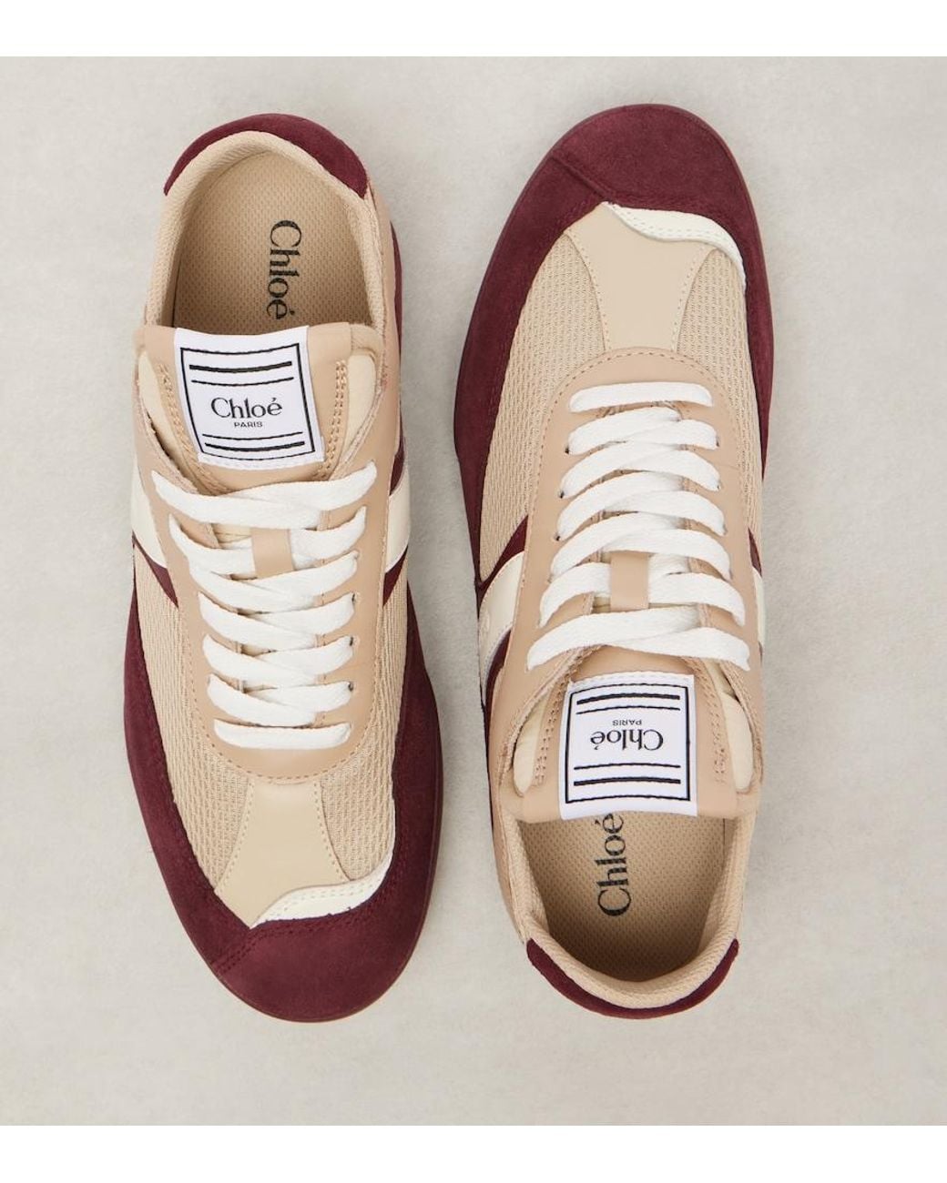 Chloé Pink Kick Suede-Trimmed Sneakers