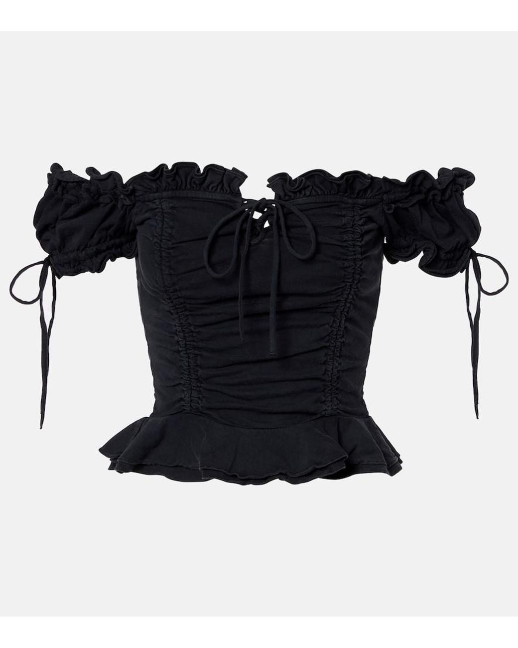 Balenciaga Black Gathered Cropped Top