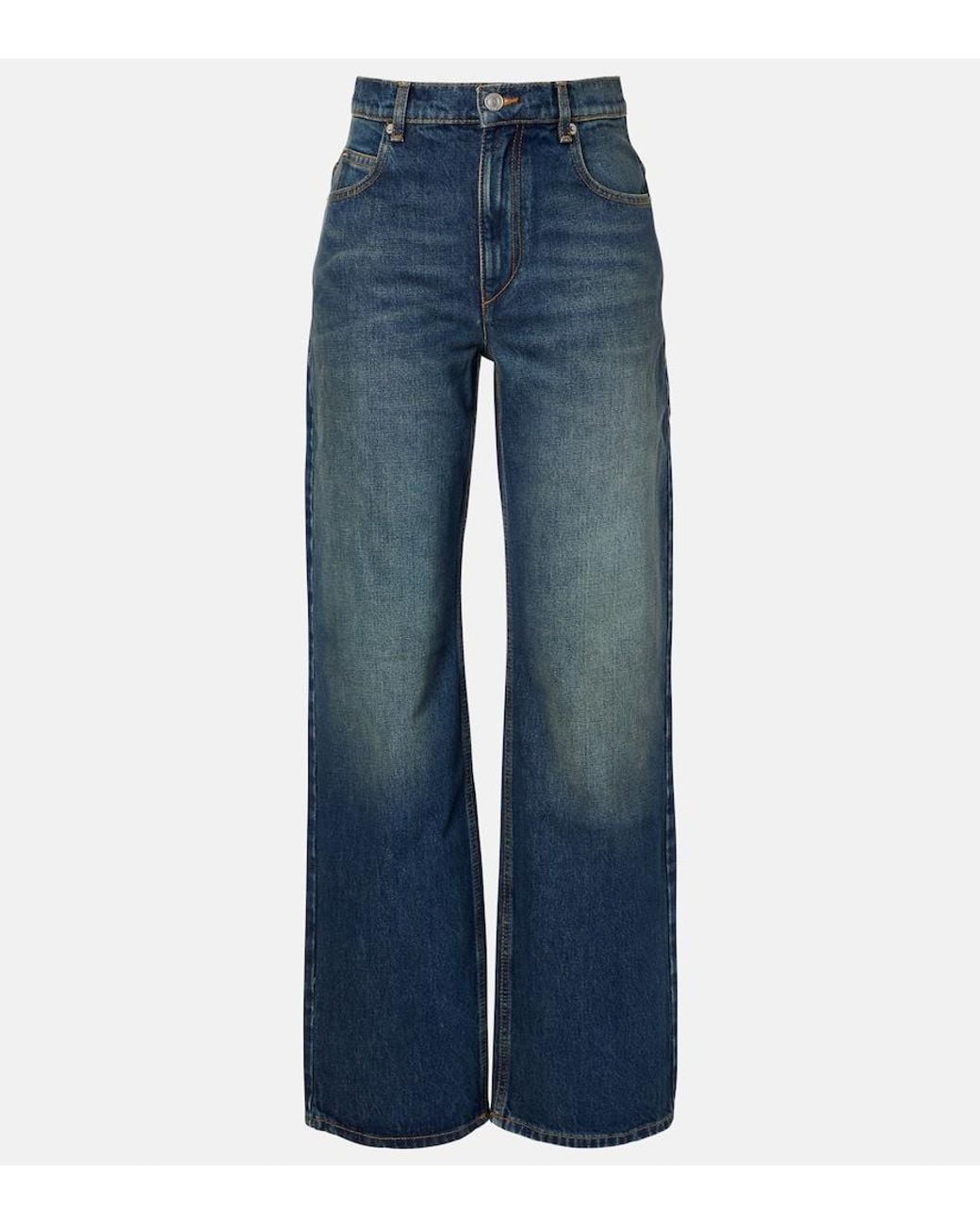 Isabel Marant Blue Dromie Mid-Rise Straight Jeans