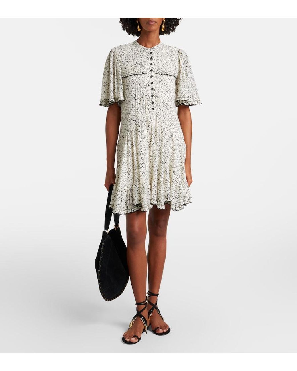 Isabel Marant White Daynia Polka-Dot Cotton Minidress