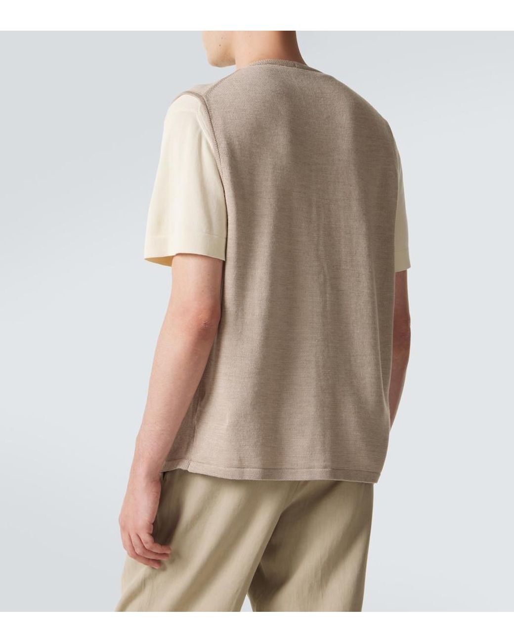 STÒFFA Natural Knitted Wool And Silk Vest for men