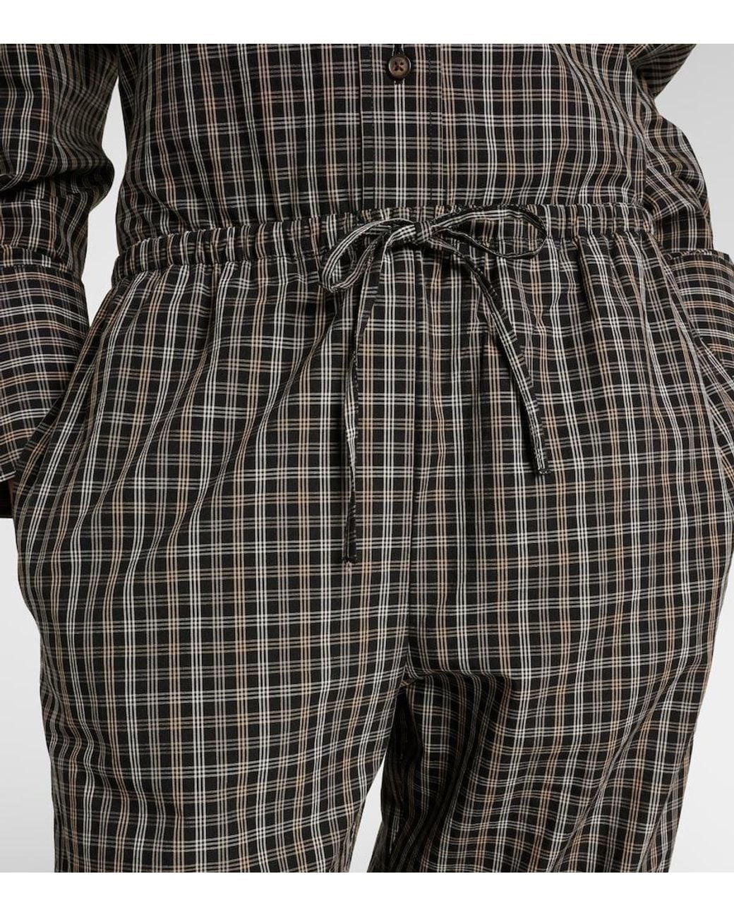 Rohe Gray Checked Cotton Wide-Leg Pants