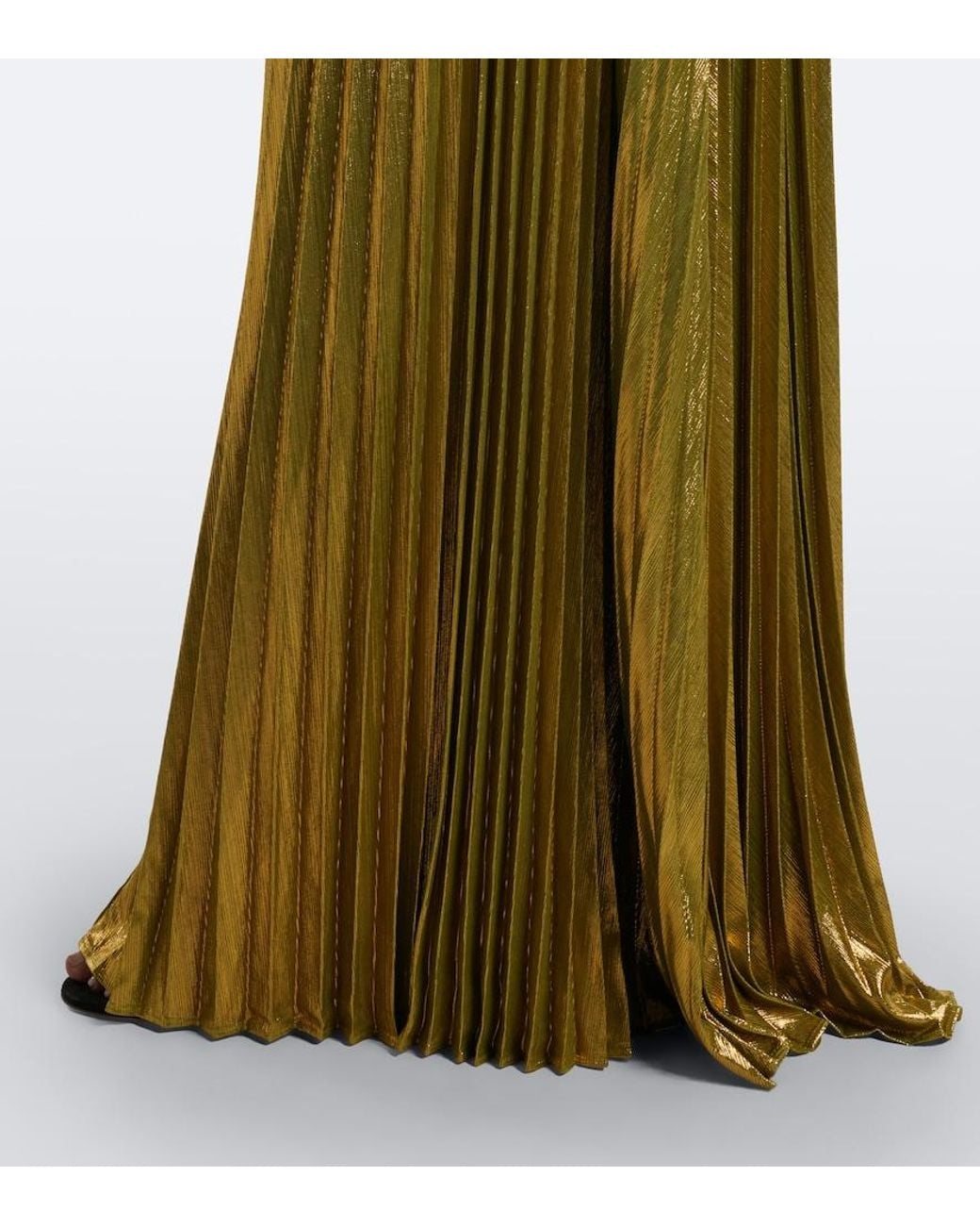 retroféte Green Thalia Plisse Halterneck Gown