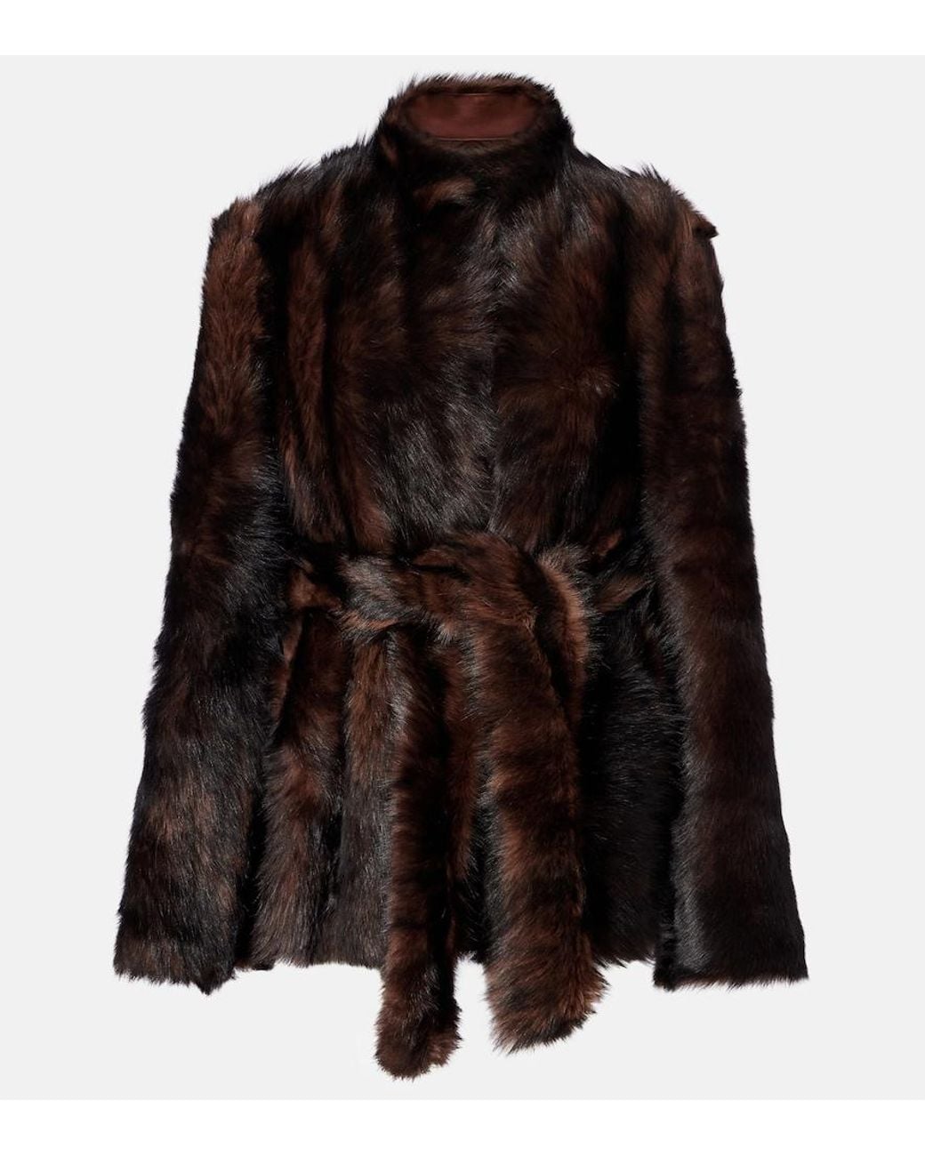 Nour Hammour Black Elsa Shearling Wrap Coat