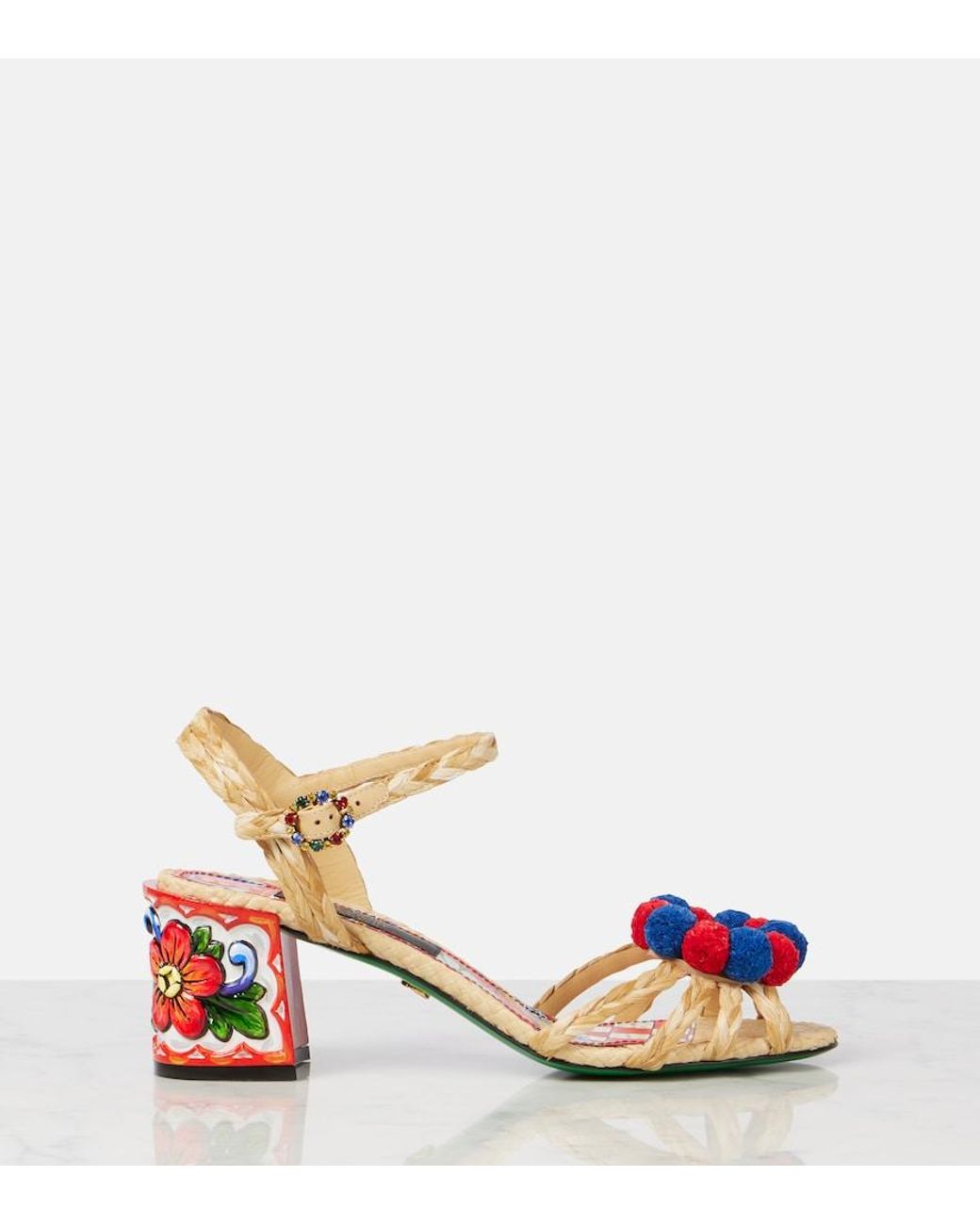 Dolce & Gabbana Multicolor Taormina 60 Embellished Raffia Sandals