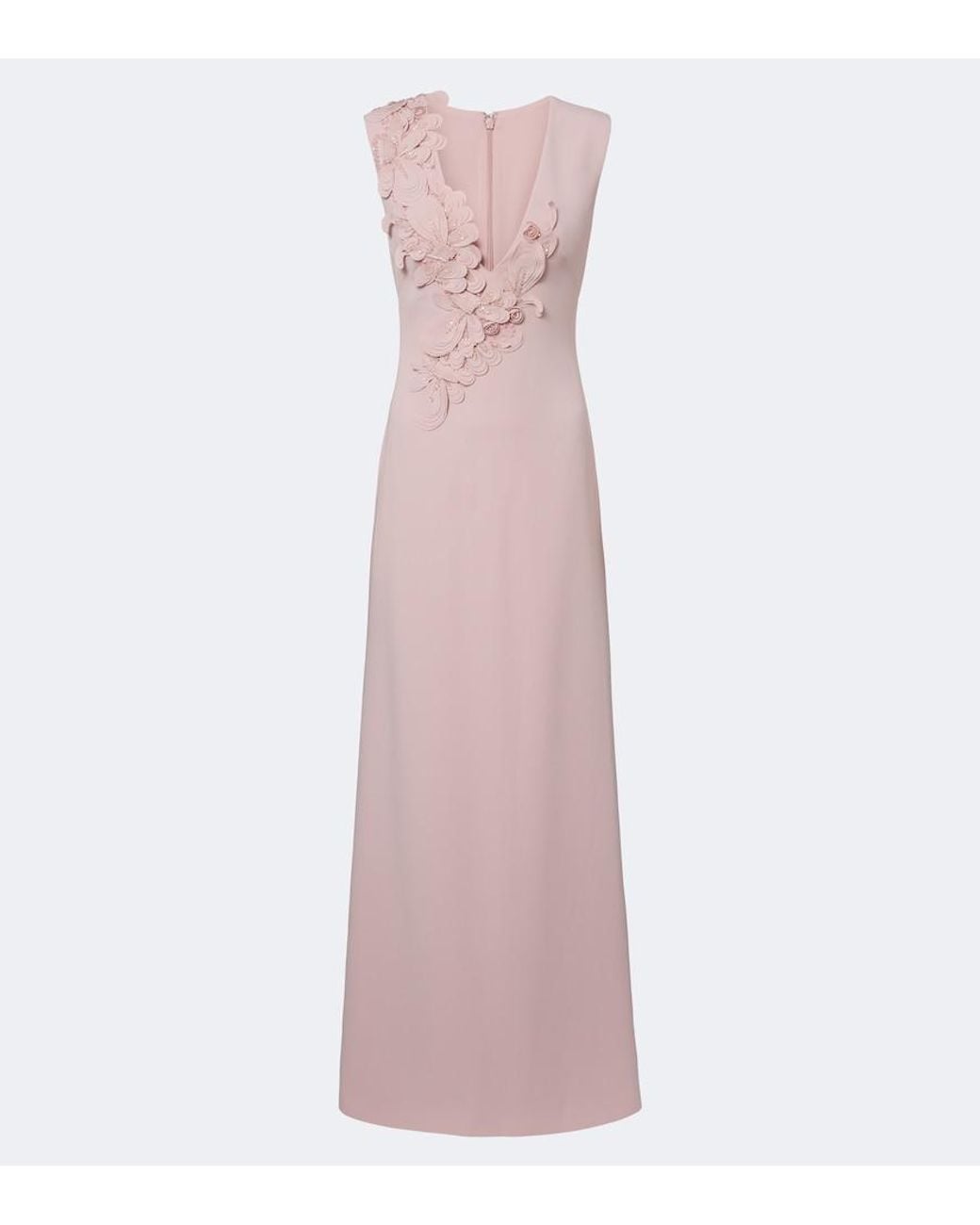 Costarellos Purple Jevi Embellished Floral Applique Crepe Gown