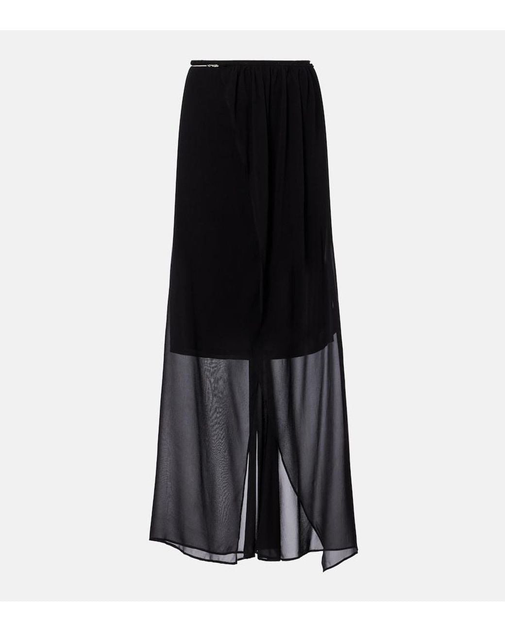 Christopher Esber Black Chain-Detail Silk Georgette Wrap Skirt