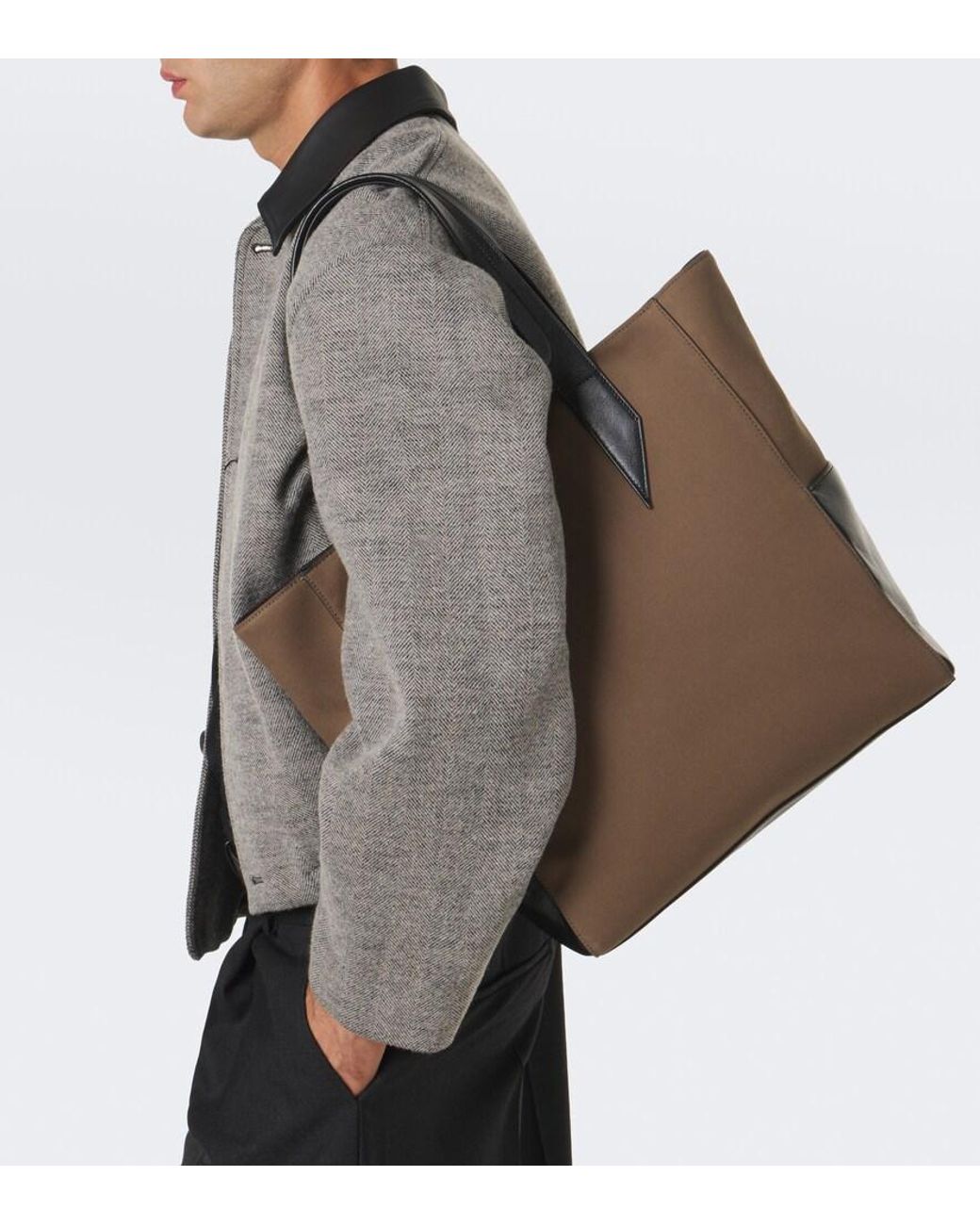 Metier Brown Passerby North-South Canvas Tote Bag for men