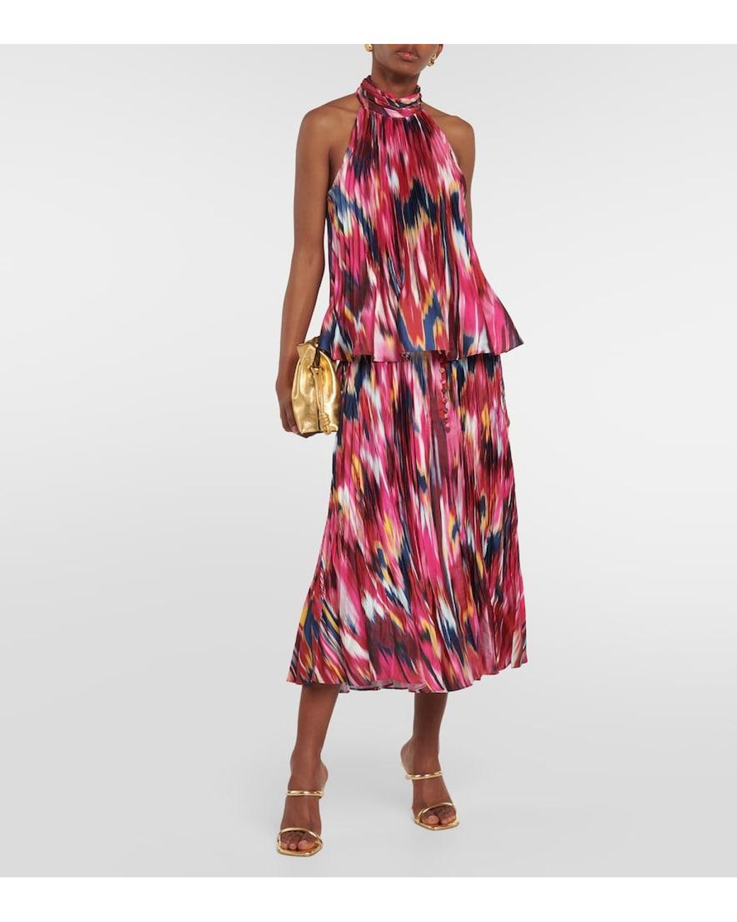 Jonathan Simkhai Red Yasenia Printed Plisse Top