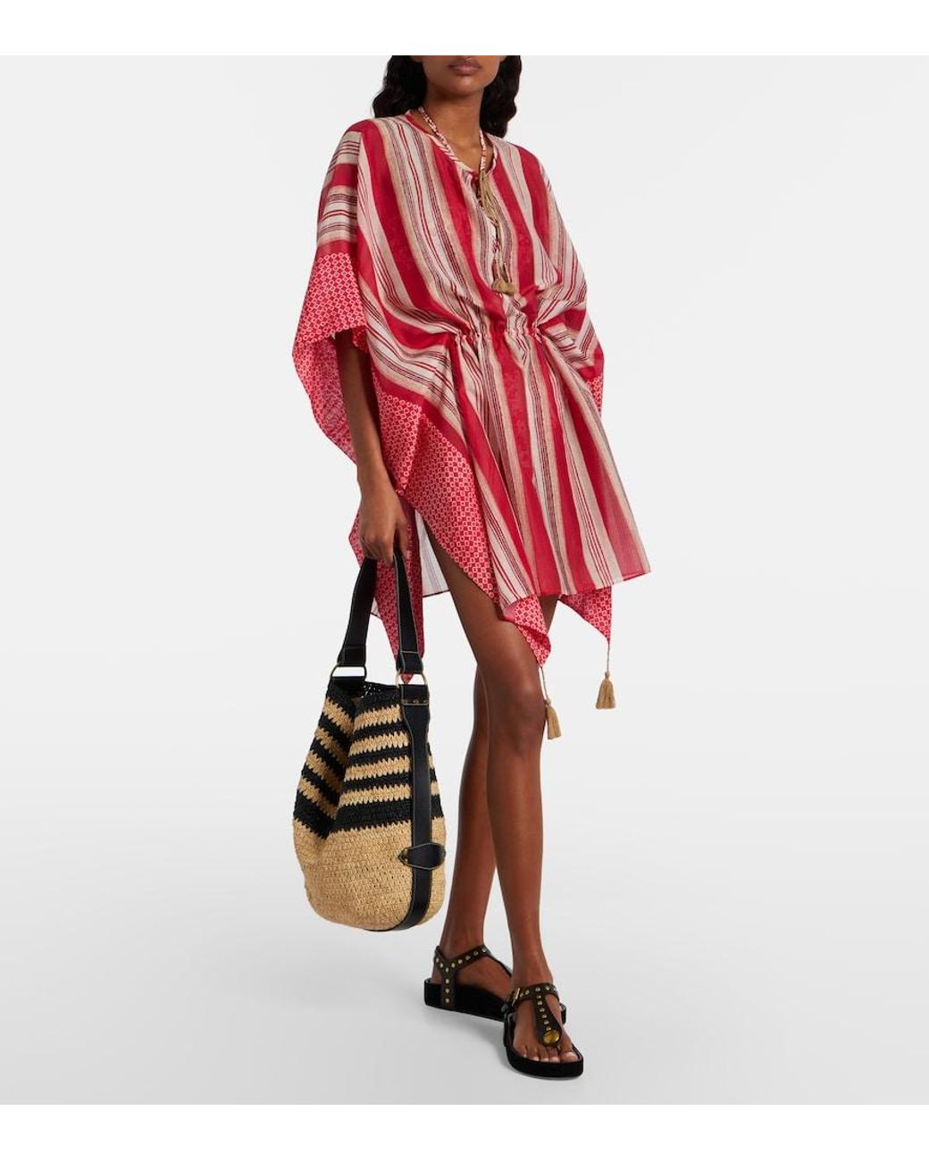Isabel Marant Black Bayia Striped Raffia Shoulder Bag