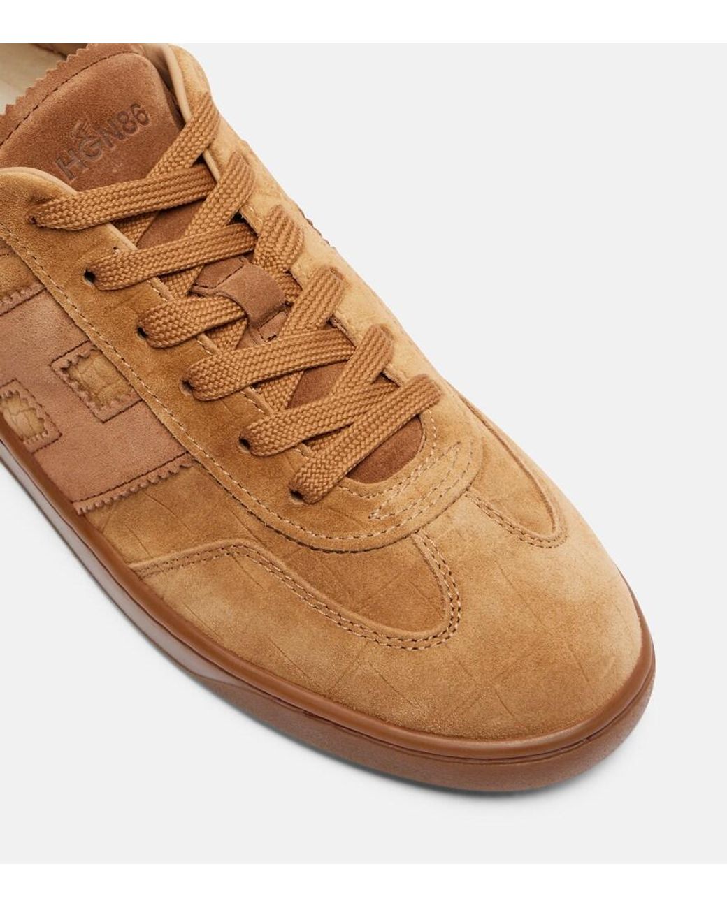 Hogan Brown Cool Croc-Effect Suede Sneakers