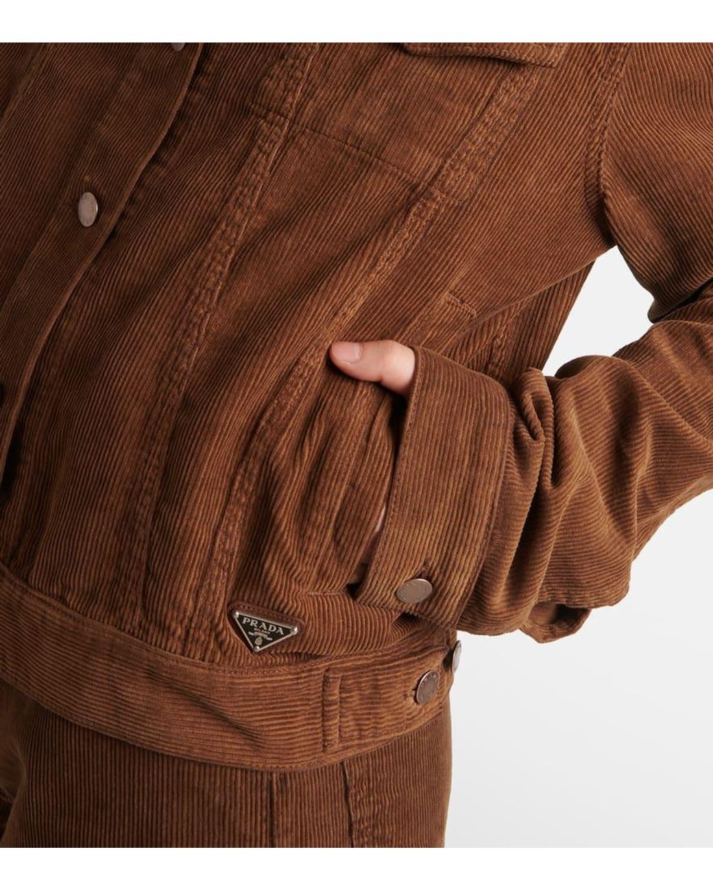 Prada Brown Caramel-coloured Shirt Jacket In Corduroy