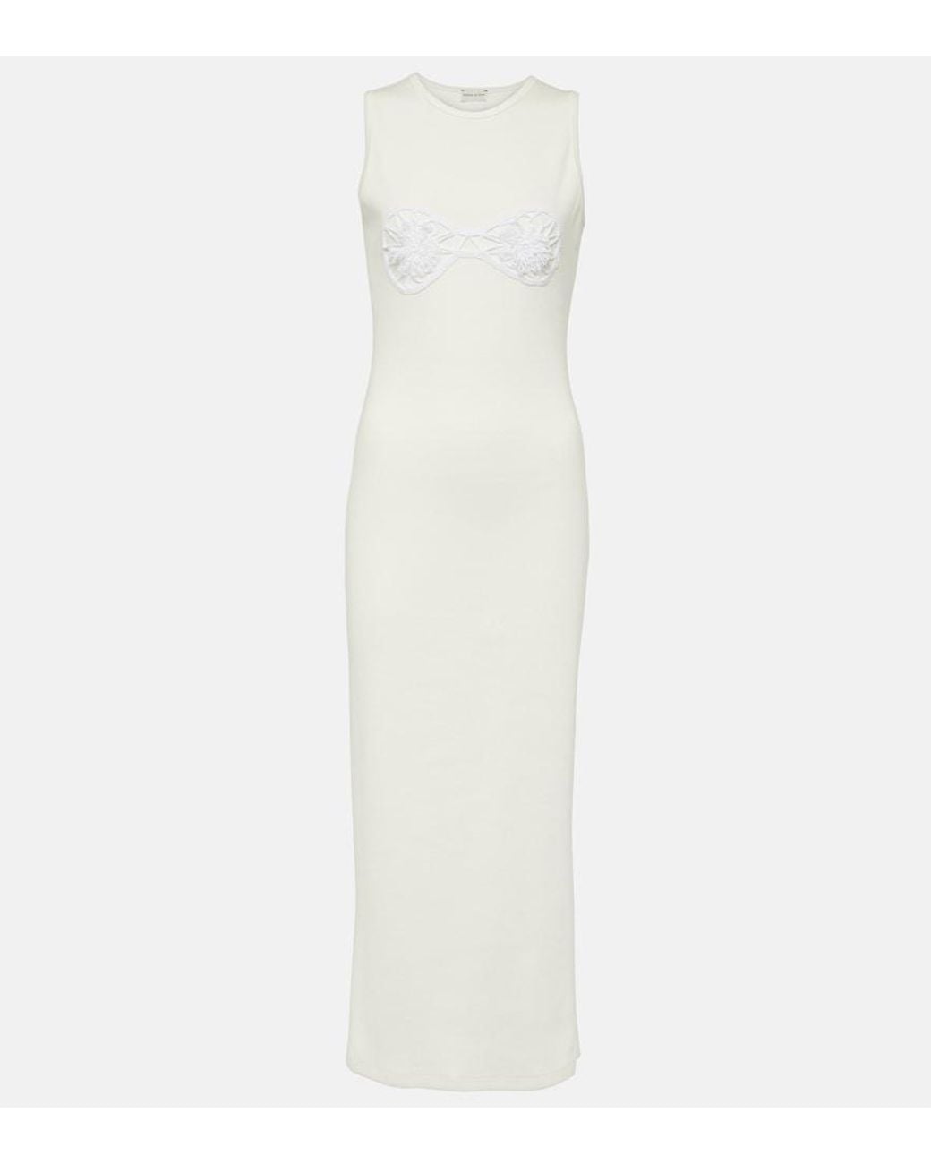 Magda Butrym White Crochet-Trimmed Cotton Midi Dress