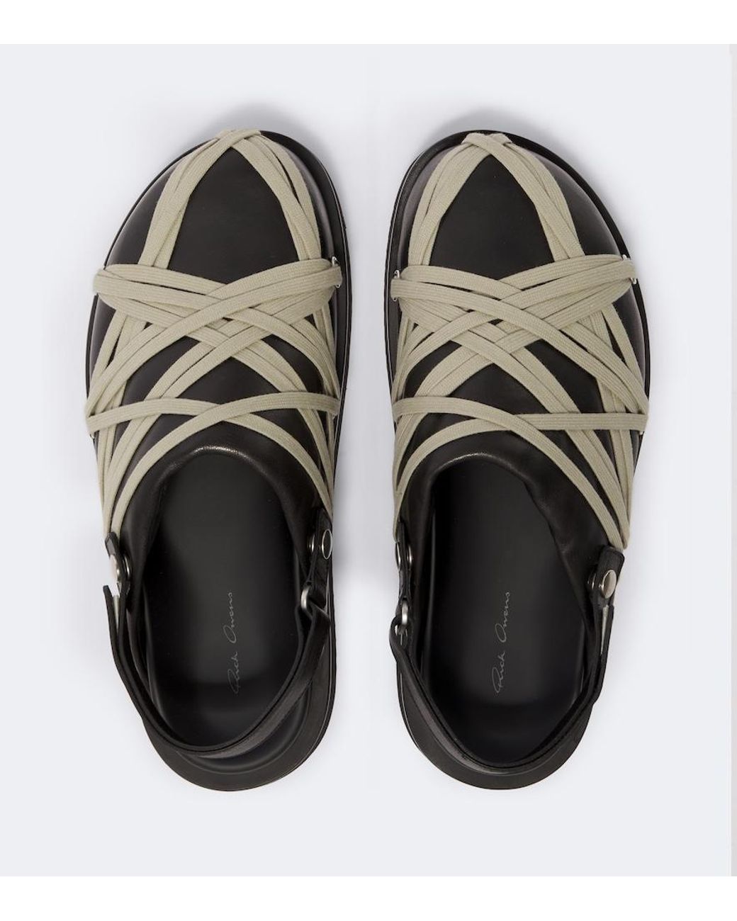 Rick Owens Black Megalace Leather Mules for men
