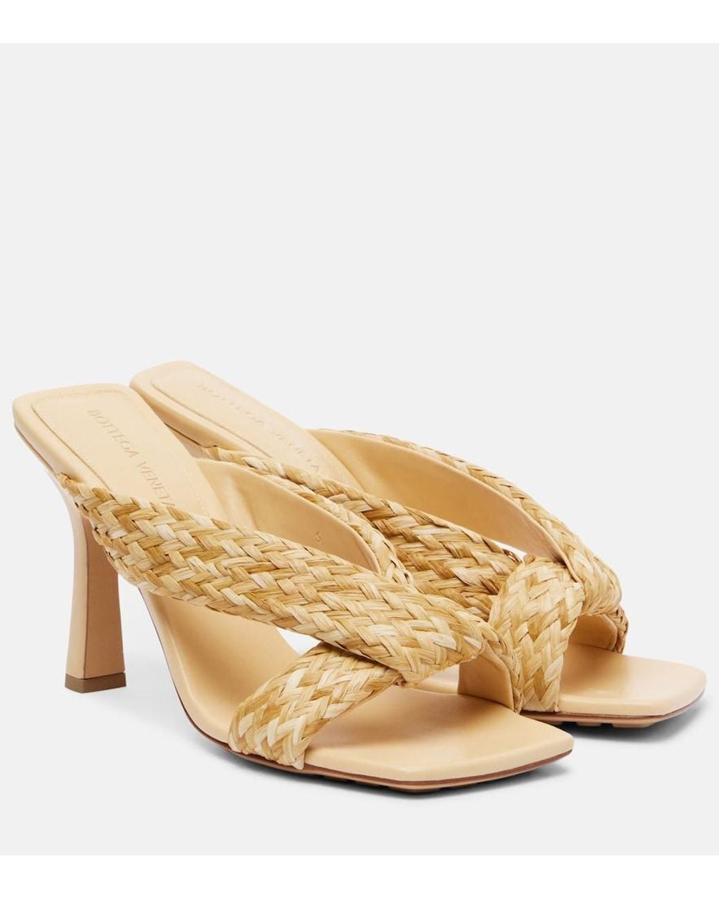 Bottega Veneta Natural Riva Braided Raffia Mules