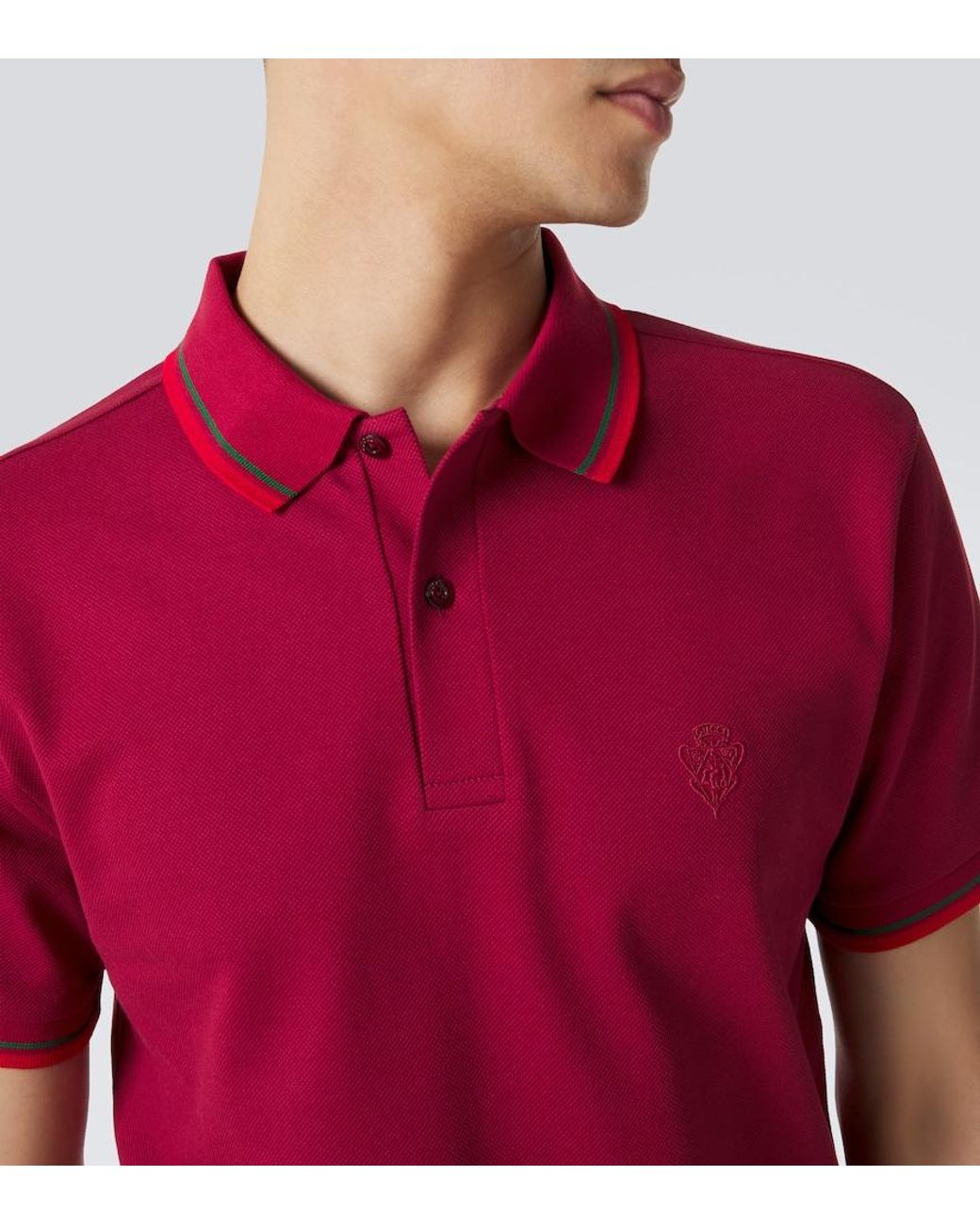 Gucci Red Cotton-Blend Pique Polo Shirt for men