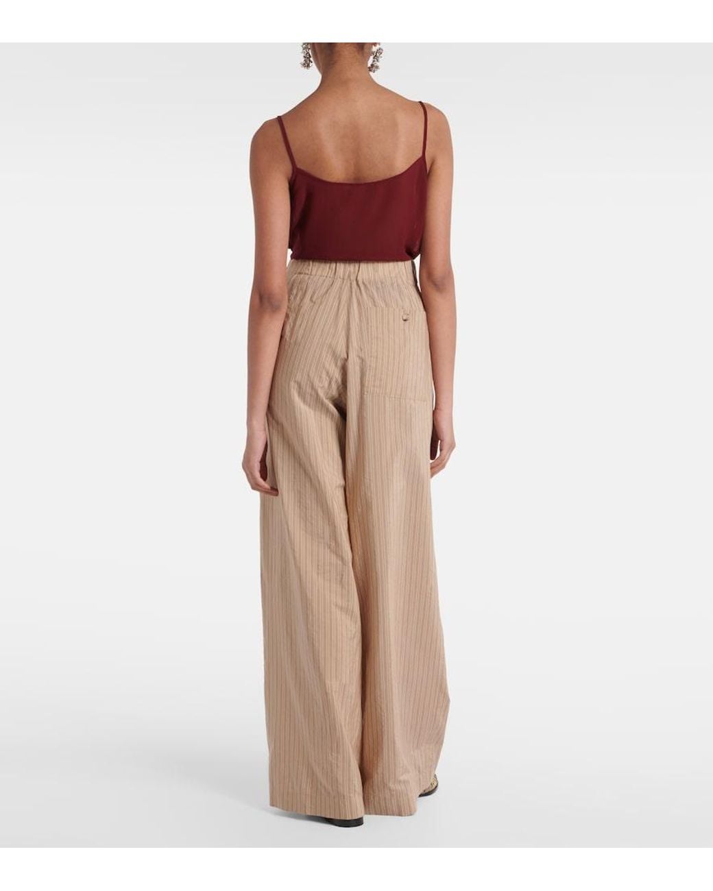 Dries Van Noten Natural Striped Cotton-Blend Palazzo Pants