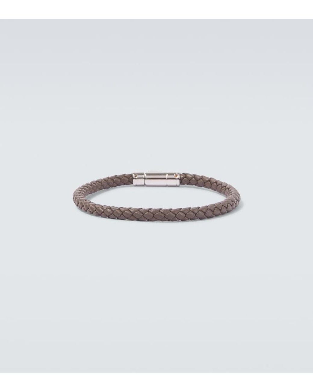 Tom Ford White Braided Leather Bracelet for men