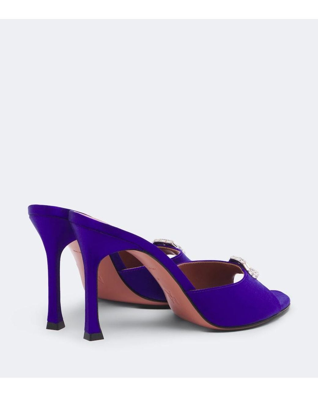 AMINA MUADDI Purple Mini Camelia Embellished Satin Mules
