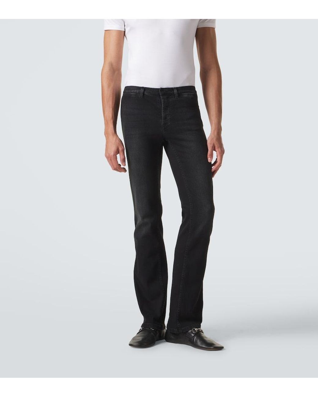 Gucci Black Web Stripe Flared Jeans for men
