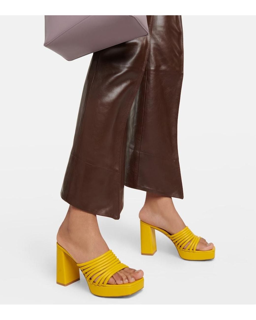Gianvito Rossi Yellow Lena 95 Leather Mules