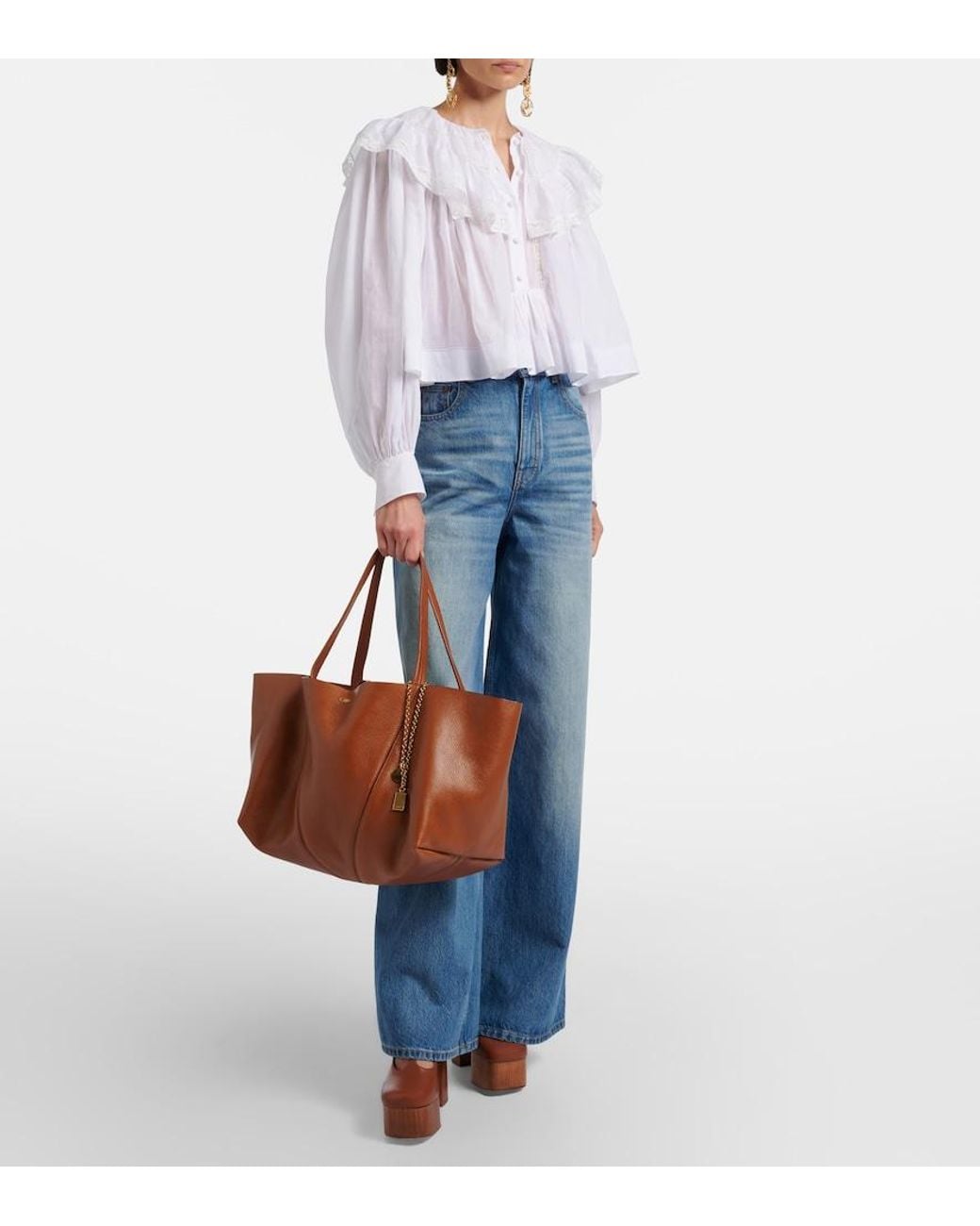 Chloé White Lace-Trimmed Cotton Voile Blouse