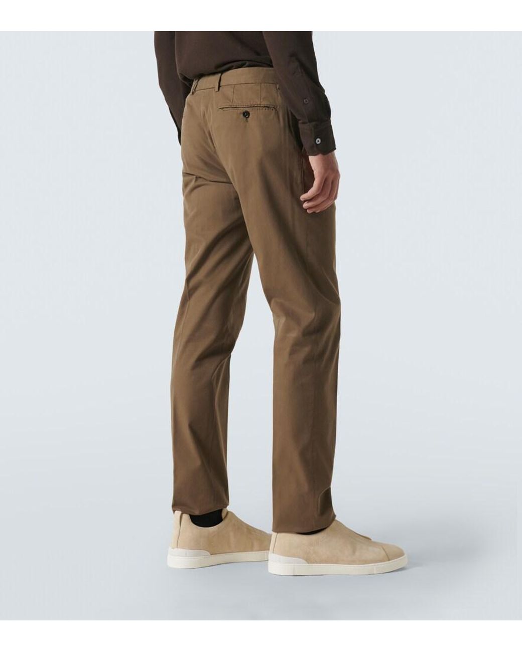 Zegna Brown Cotton-Blend Chinos for men