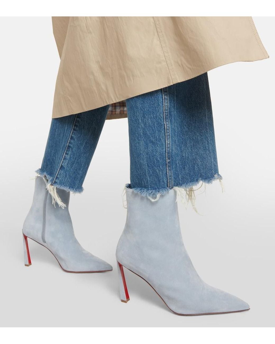 Christian Louboutin Blue Condora 100 Suede Ankle Boots