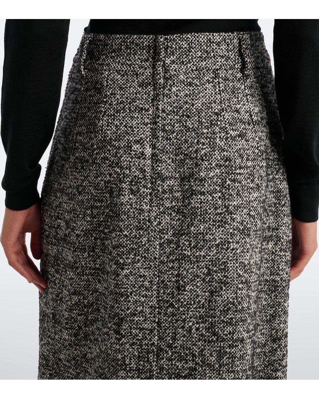 Dolce & Gabbana Gray Wool, Silk, And Alpaca-Blend Tweed Pencil Skirt