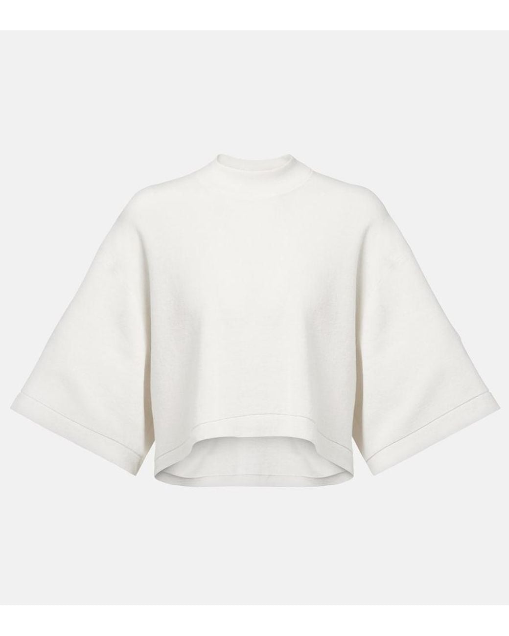 Alaïa White Cropped Cotton And Wool-Blend T-Shirt