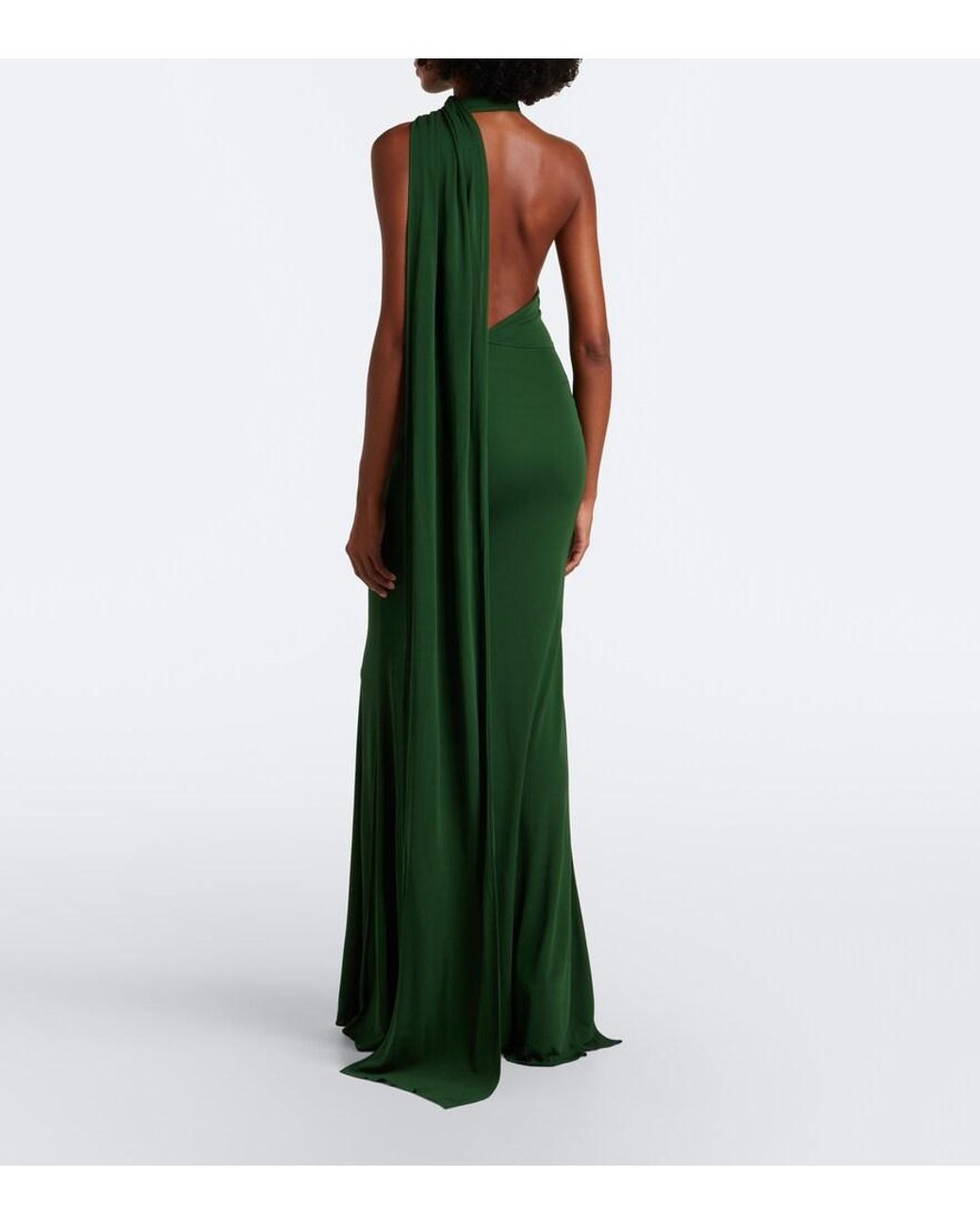 Alex Perry Green One-Shoulder Jersey Gown