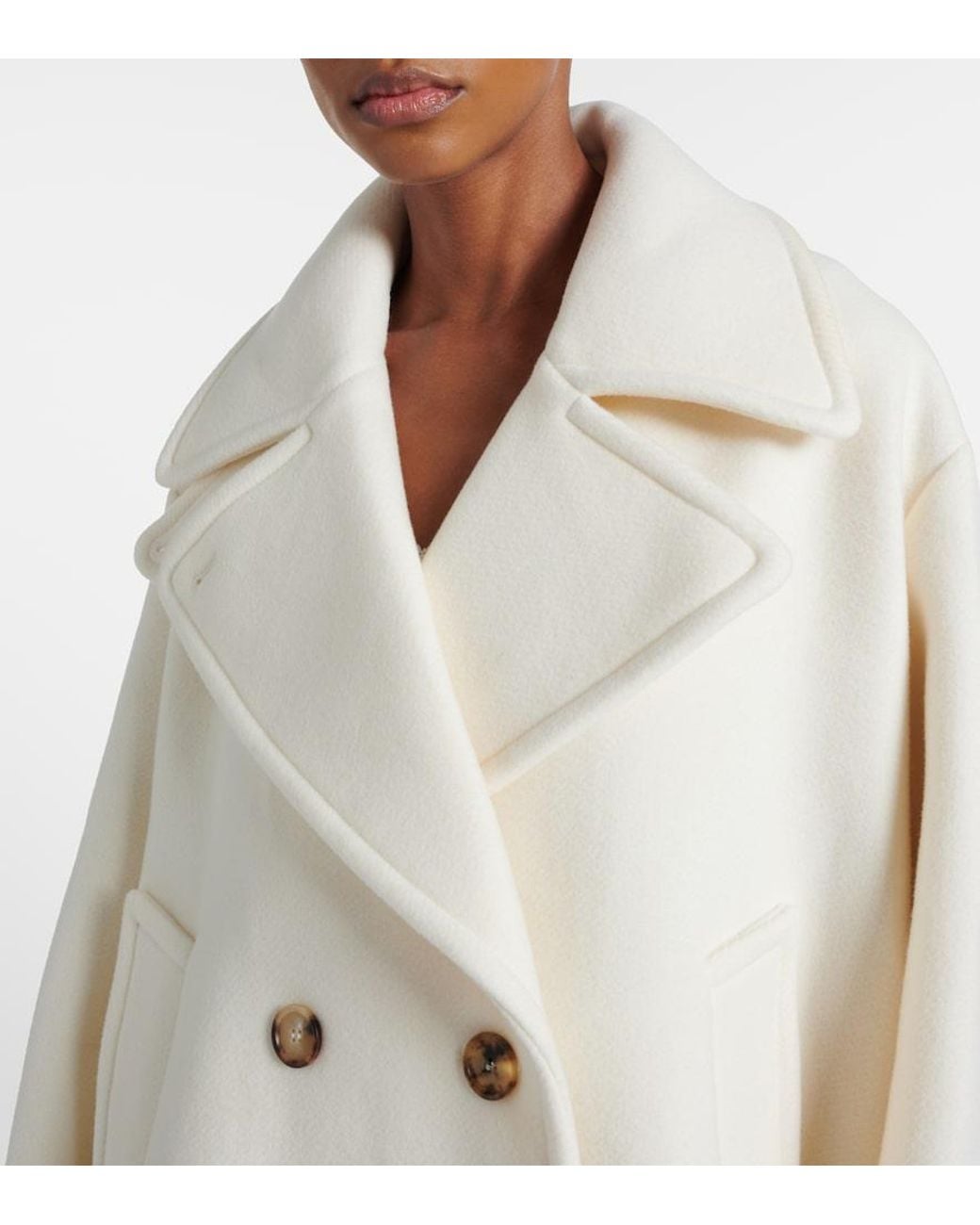 Chloé Natural Double-Breasted Wool-Blend Jacket