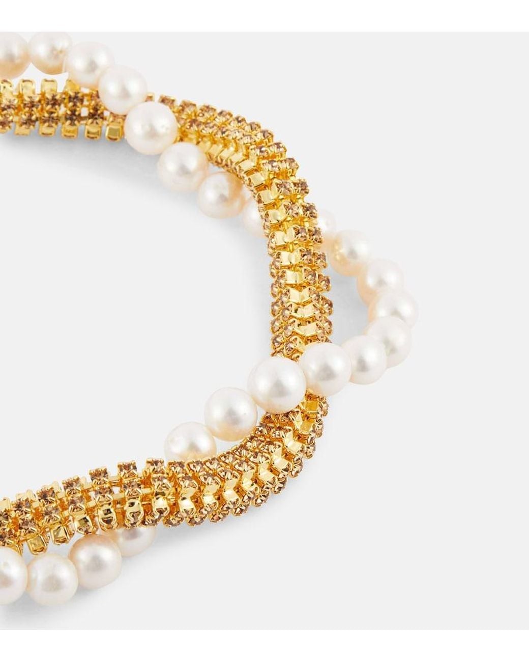 Magda Butrym Metallic Crystal And Faux Pearl Necklace