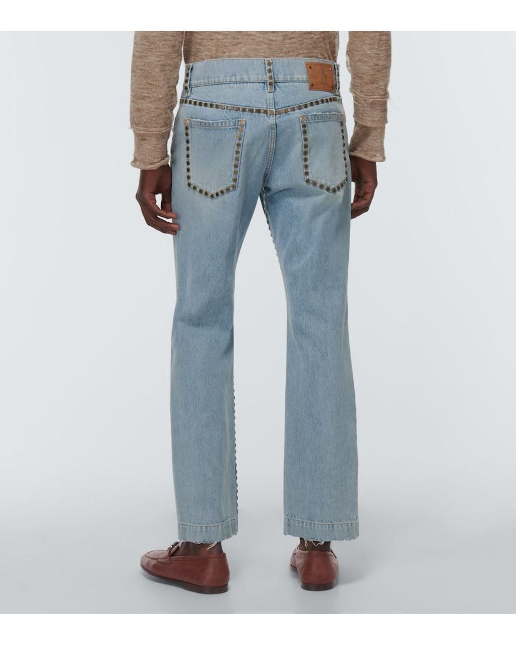 Dolce & Gabbana Blue Distressed Mid-Rise Straight Jeans for men