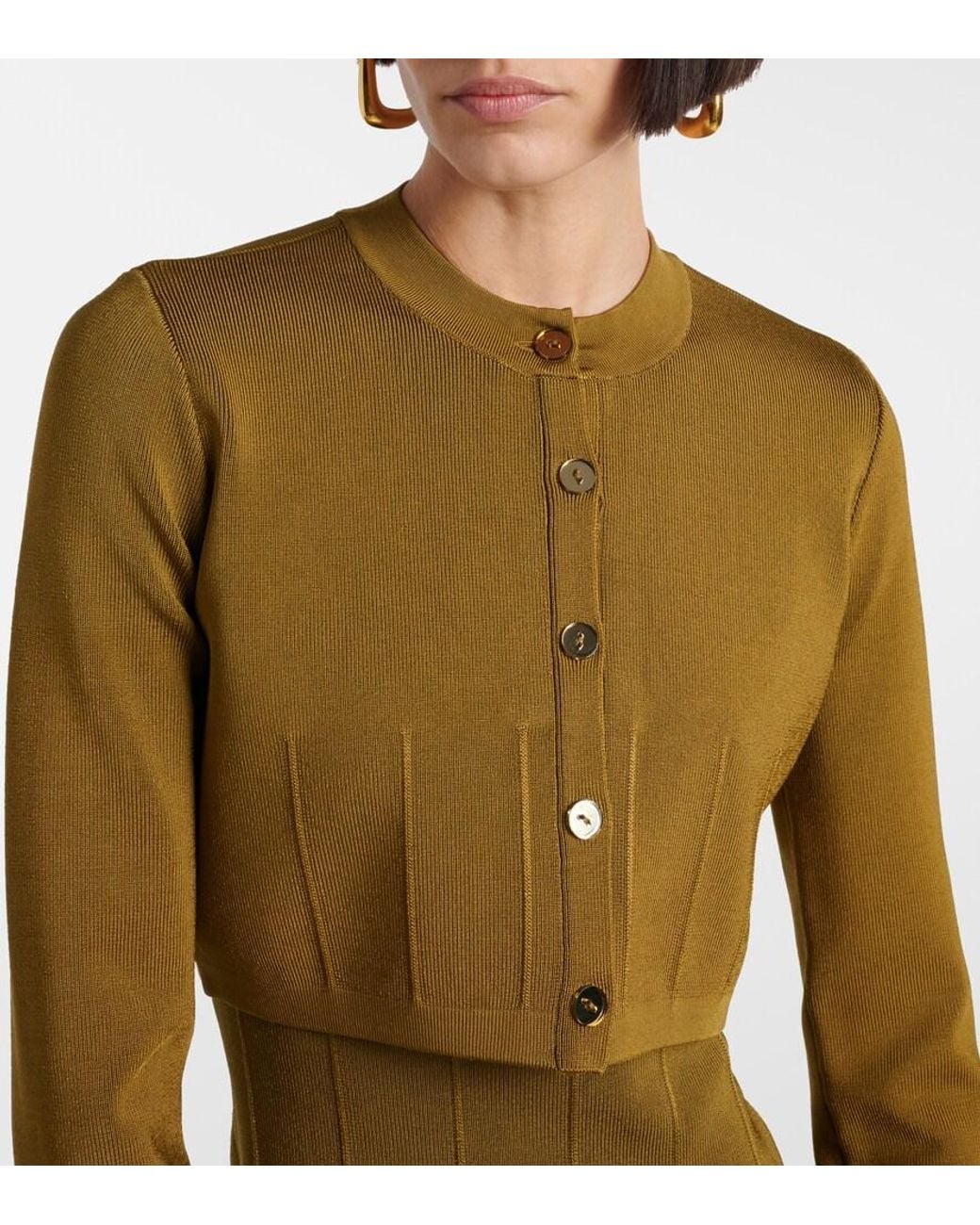 Galvan Green Atalanta Cropped Cardigan