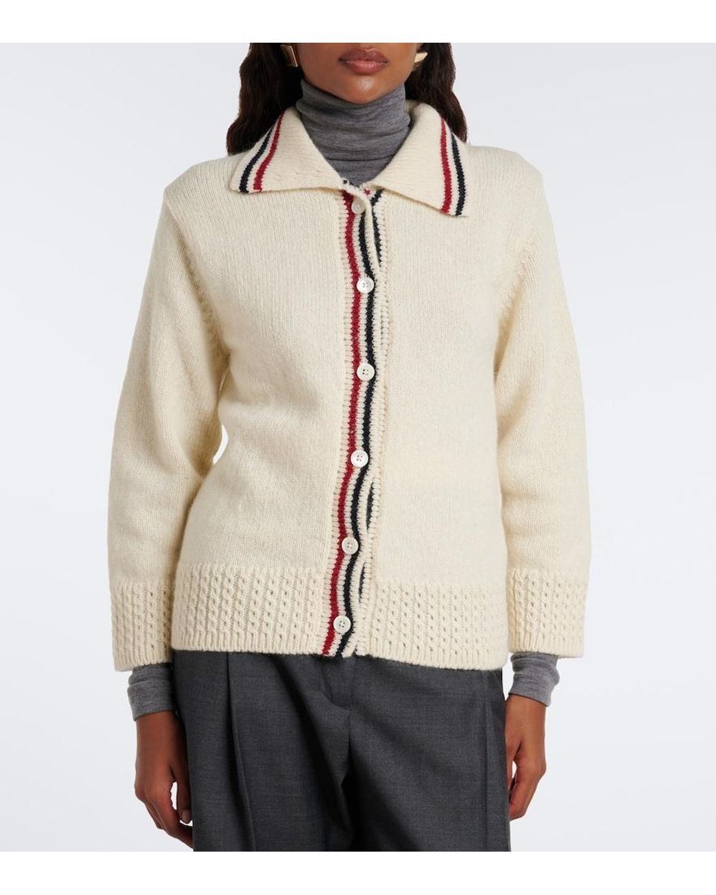 Thom Browne Natural Wool And Mohair Cardigan