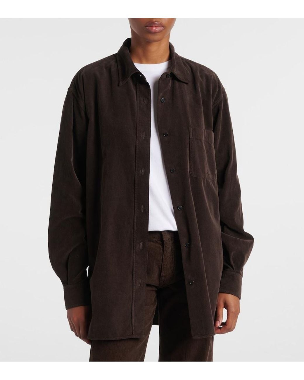 The Row Brown Nesson Cotton Shirt