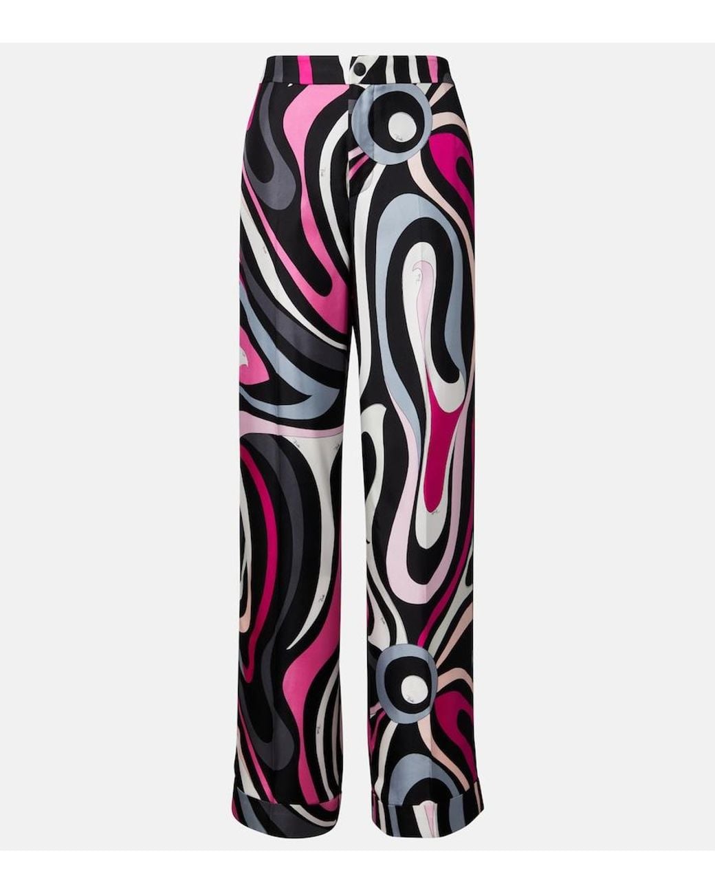 Emilio Pucci Red Marmo Silk Twill Straight Pants