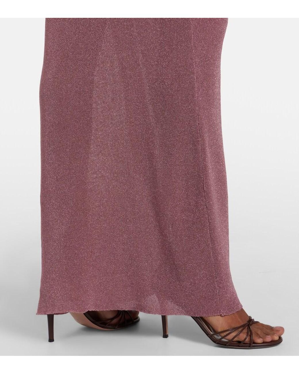 AYA MUSE Purple Knitted Lame Maxi Dress