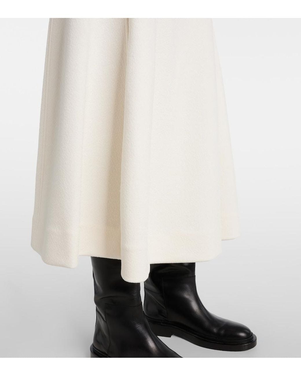 Jil Sander White Knitted Midi Skirt