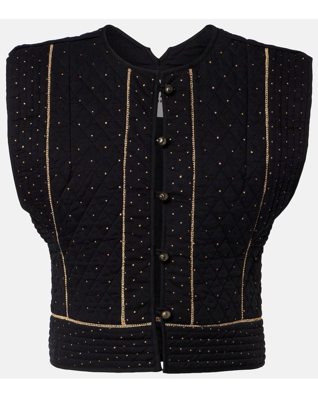 Isabel Marant Black Volana Embellished Cropped Cotton Vest