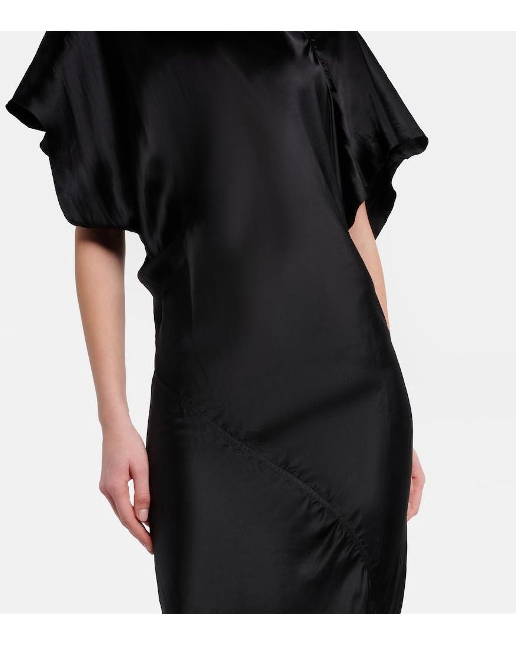 Rick Owens Black Seb Draped Satin Gown
