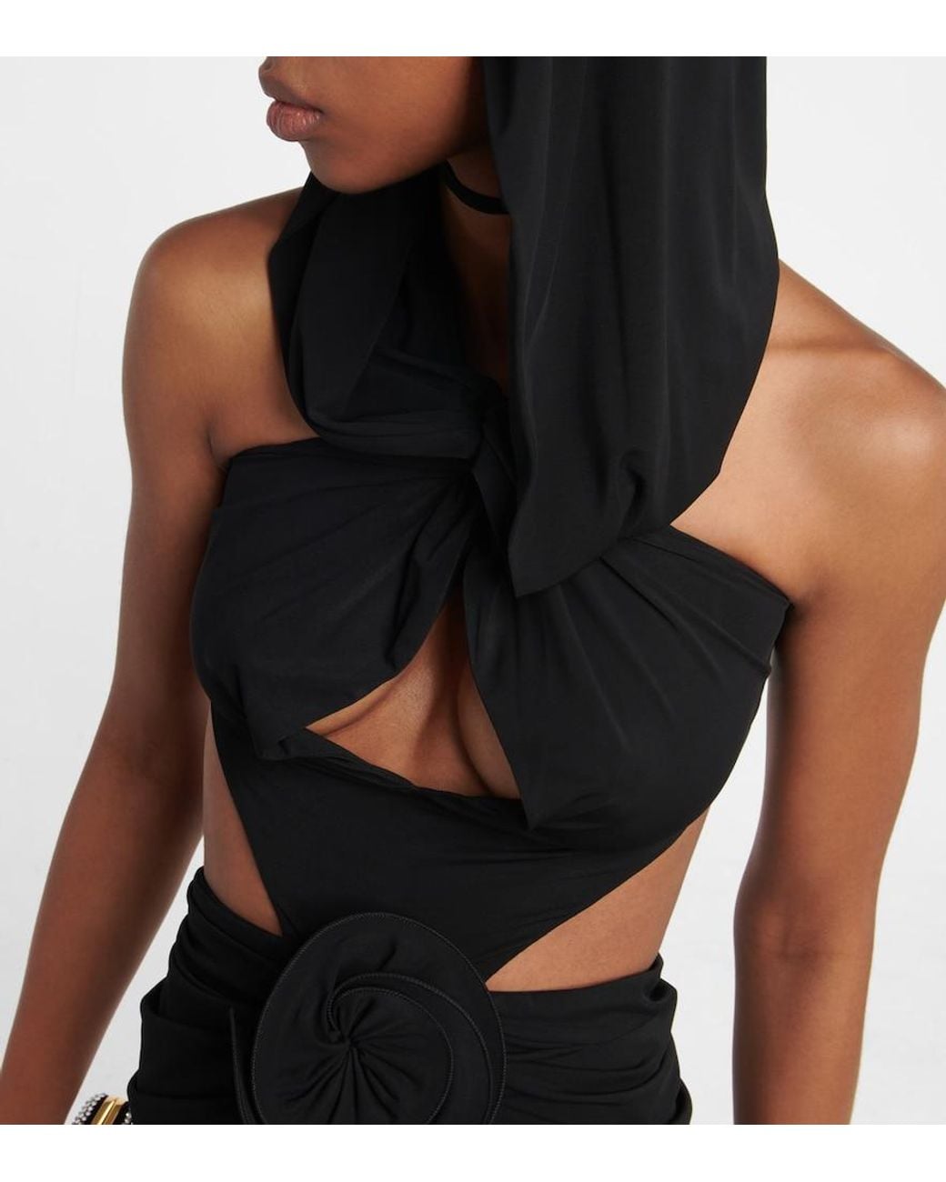 Magda Butrym Black Cut-Out Silk Maxi Dress